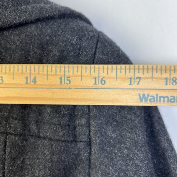 Calvin Klein Wool Blend Jacket Pea Coat Double Breasted Women 8 Black Warm - Picture 10 of 16